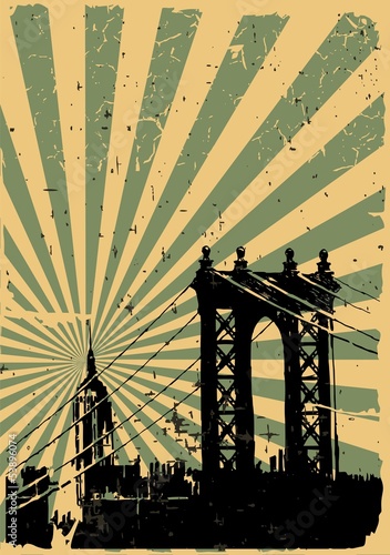 Obrazy Most Brookliński  grunge-image-of-new-york-poster