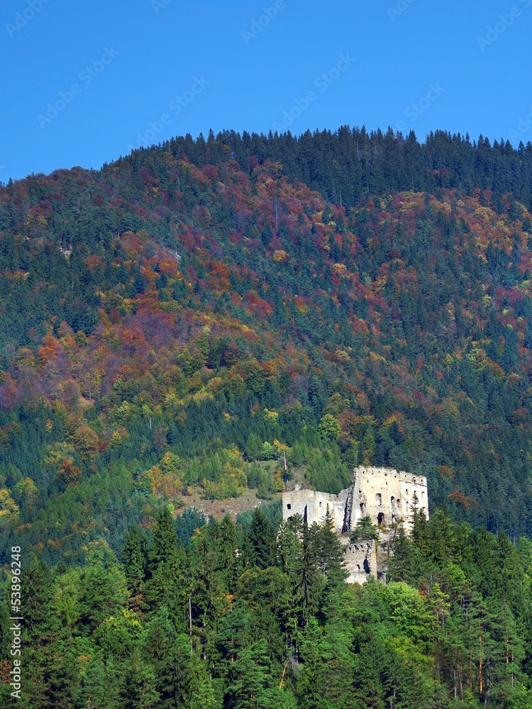 Likava Castle ruin hidden in deep forest