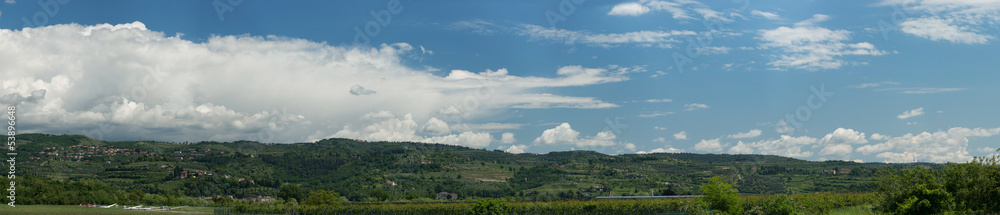 panorama of green hill landscape in italy