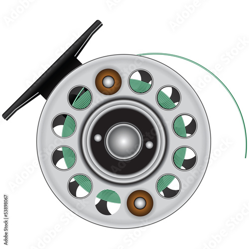 Fly reel with fishing line
