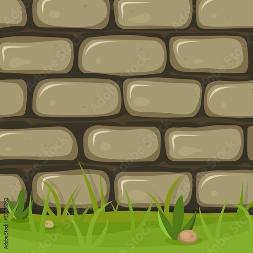 Cartoon Rural Stone Wall