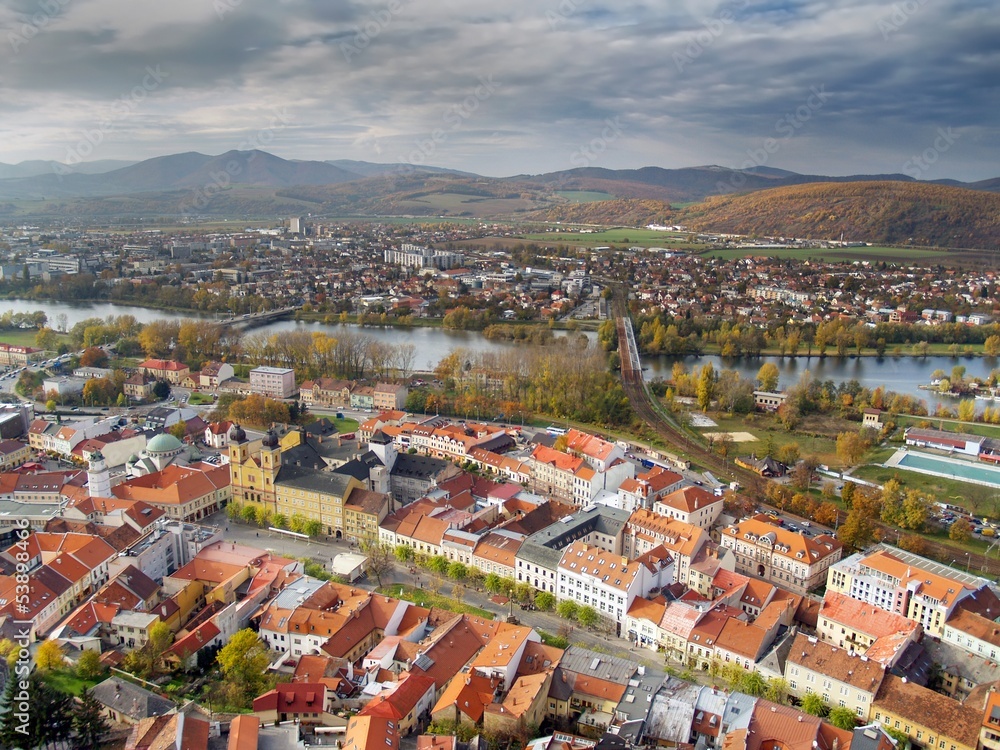 Aerial view of Trencin town, Slovakia