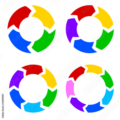 Color circle arrows set vector