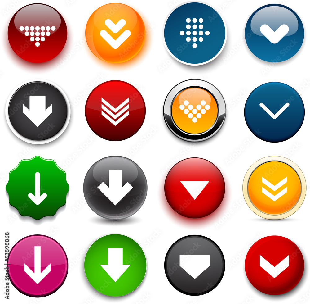Round color download icons. Round color download icons.