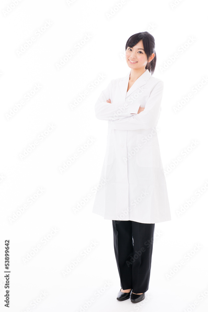 attractive asian doctor on white background attractive asian doctor on white background