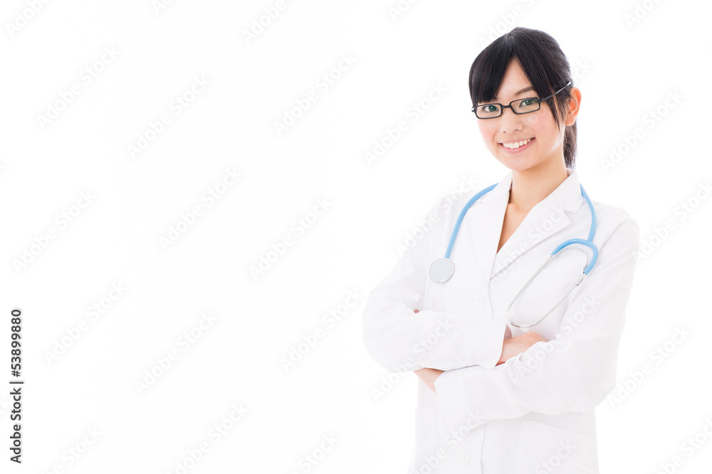 attractive asian doctor on white background attractive asian doctor on white background