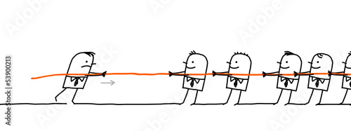 single man fighting against a group