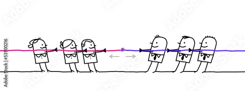 women team fighting with men team