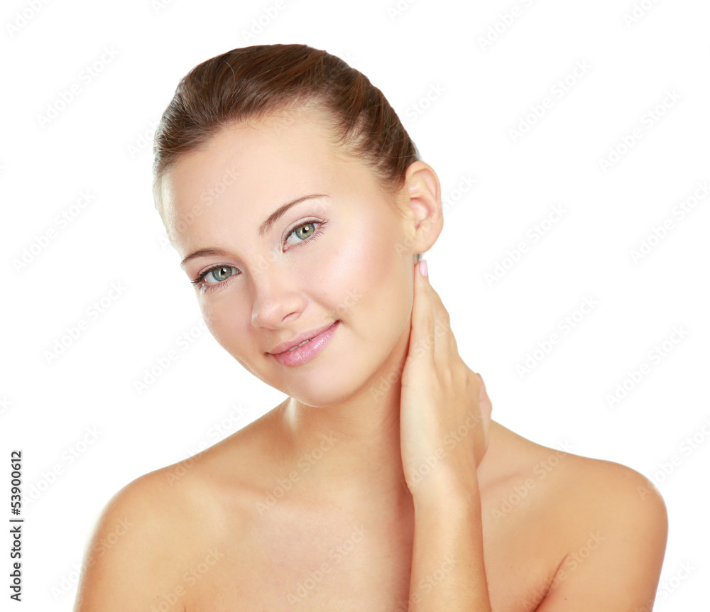 A beautiful woman, portrait isolated on white background A beautiful woman, portrait isolated on white background