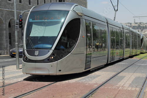 modern tram in old Jerusalem