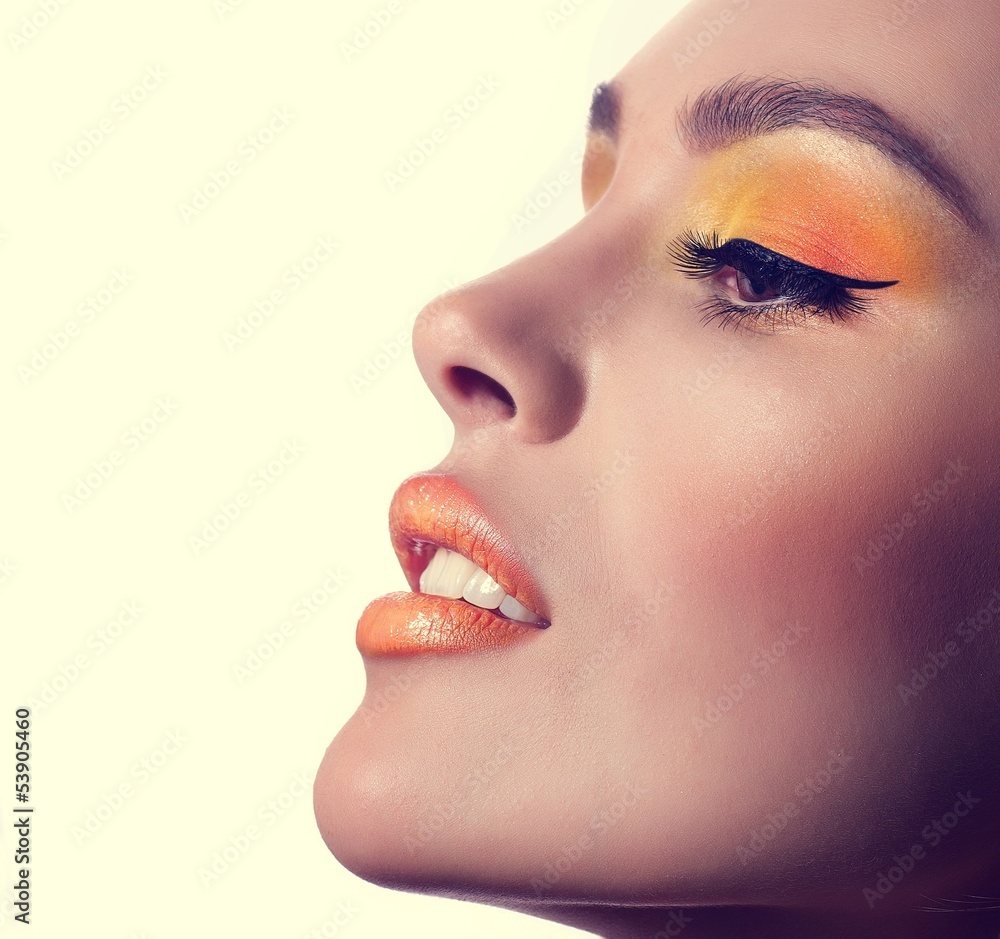 Portrait of beautiful young woman with makeup
