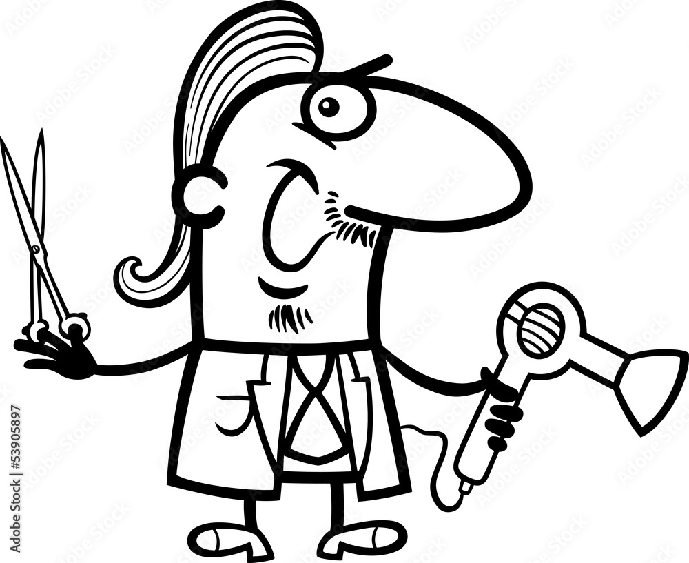 Fototapeta premium hairdresser barber cartoon coloring page