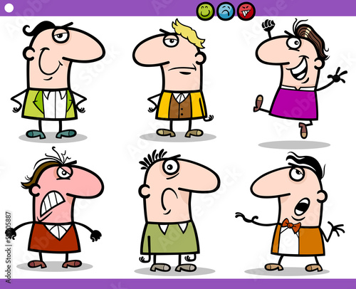 cartoon people emotions characters set