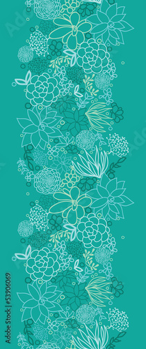 Vector green succulents vertical seamless pattern background