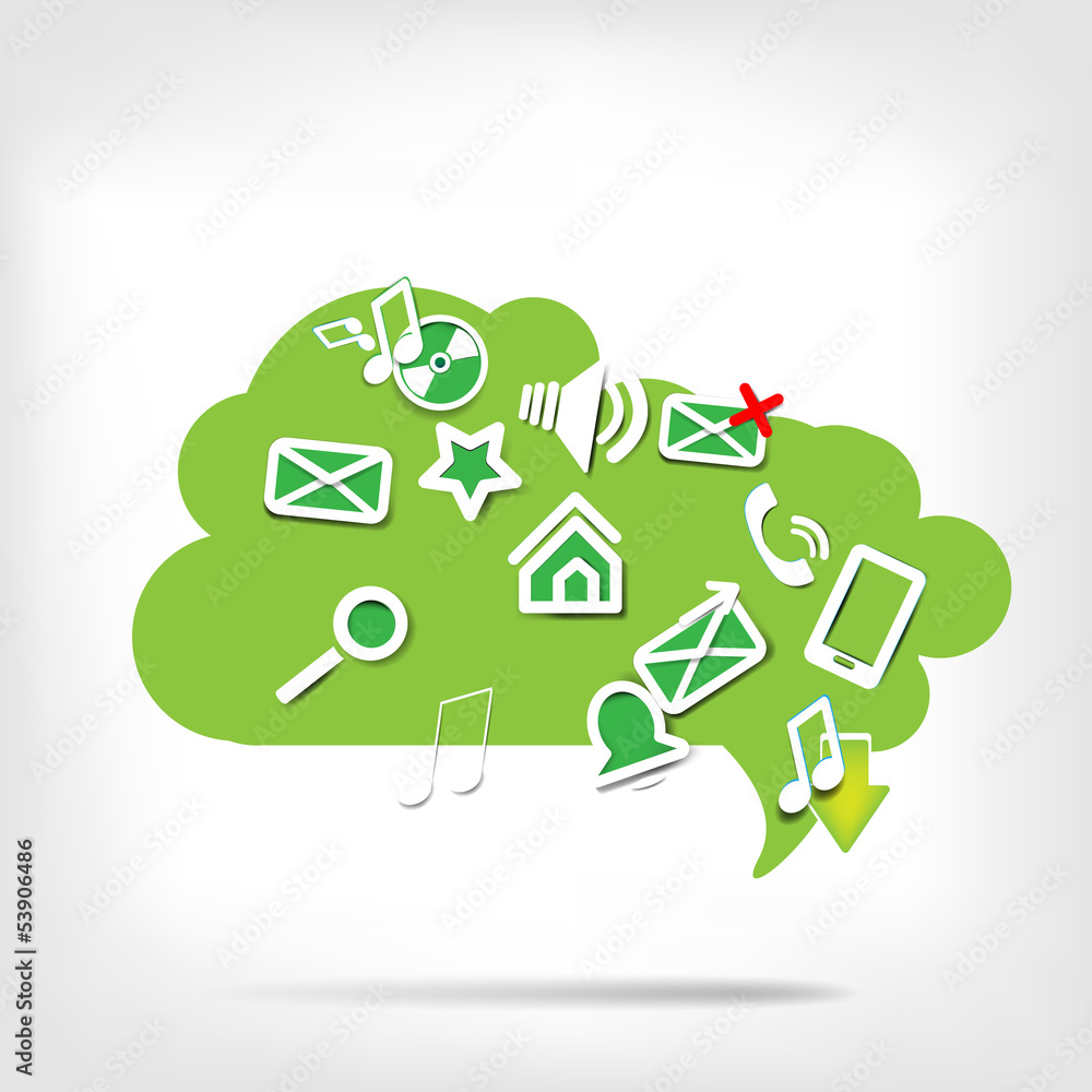 Abstract speech bubble with web icons Abstract speech bubble with web icons