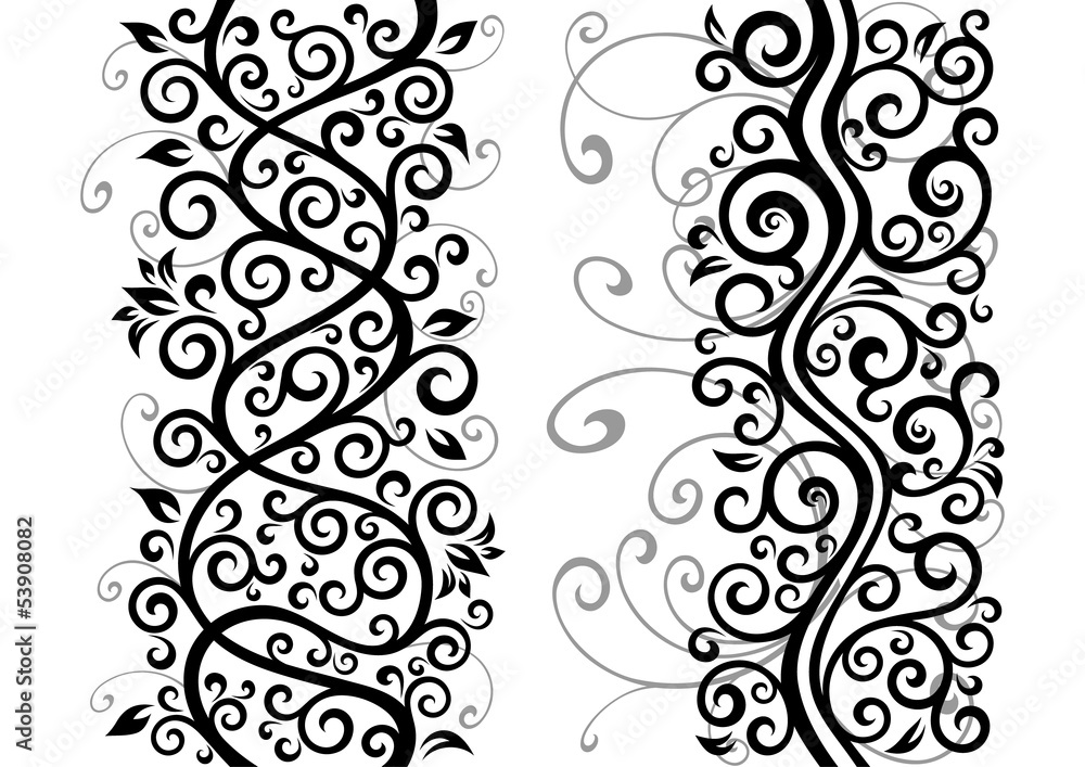 Set of two vector floral illustrations. Set of two vector floral illustrations.
