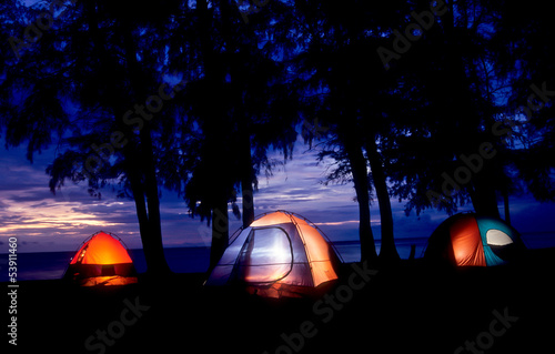 Canvas Print Campground beside the sea,National park,Thailand.