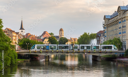 Tram at Gallia station in Strasbourg - Alsace, France