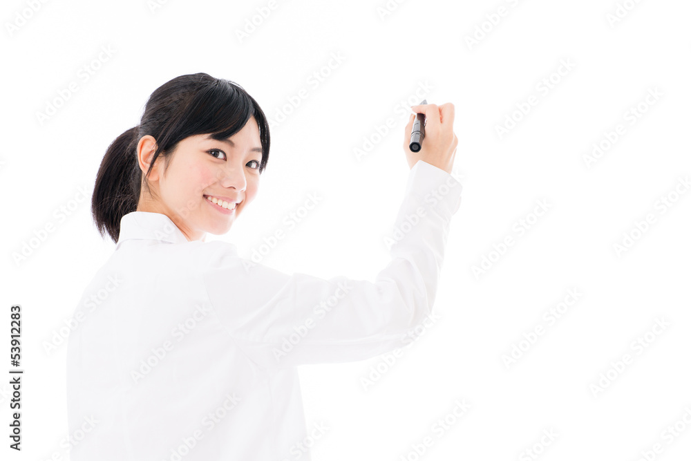 attractive asian doctor on white background attractive asian doctor on white background