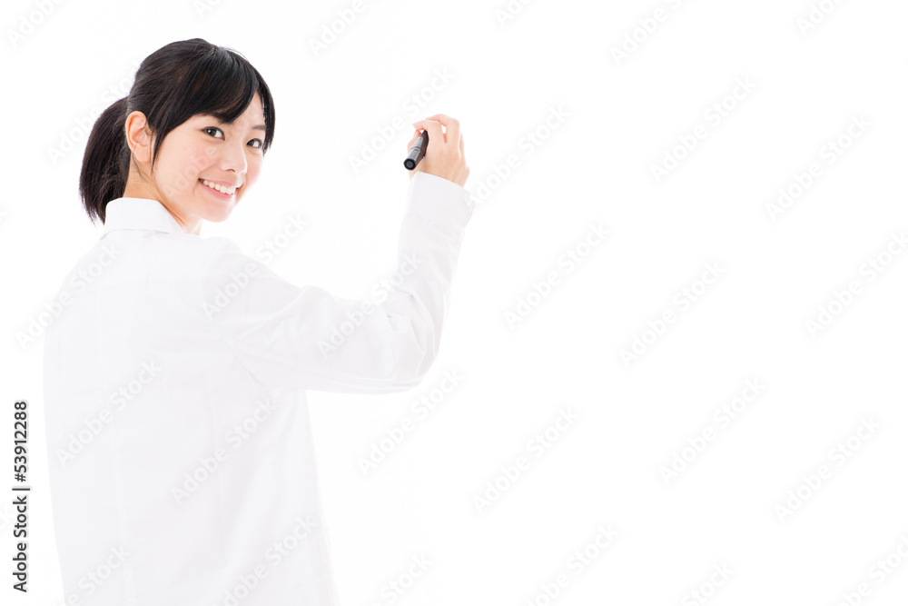 attractive asian doctor on white background attractive asian doctor on white background