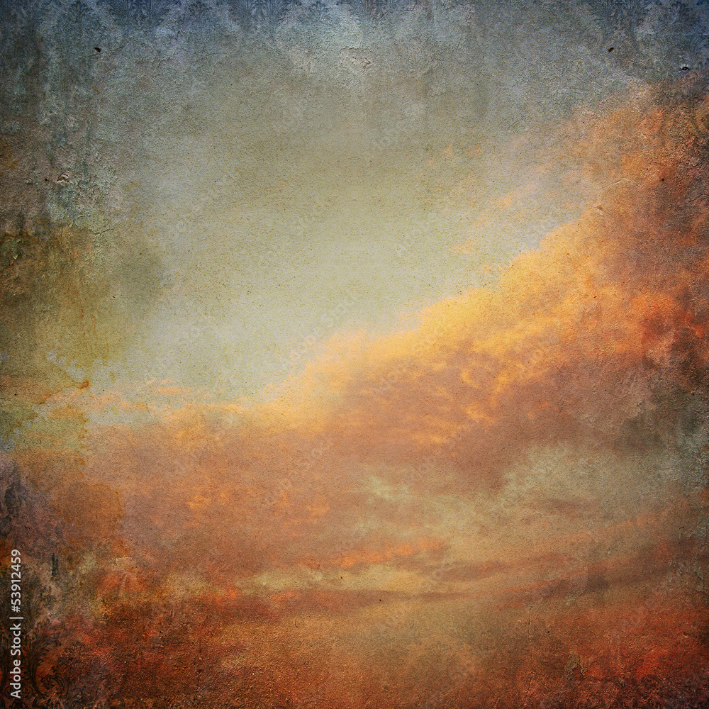 Vintage background with clouds in the sky - obrazy, fototapety, plakaty 