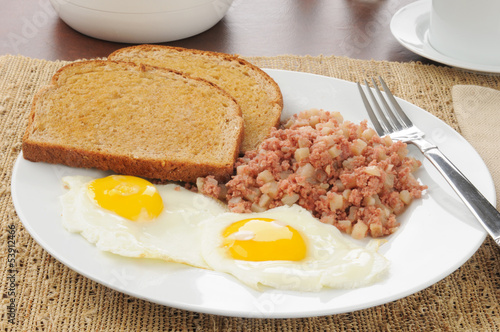 Corned beef hash and eggs