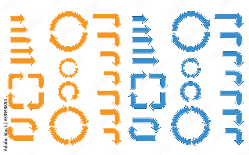 set of straight and circular arrows