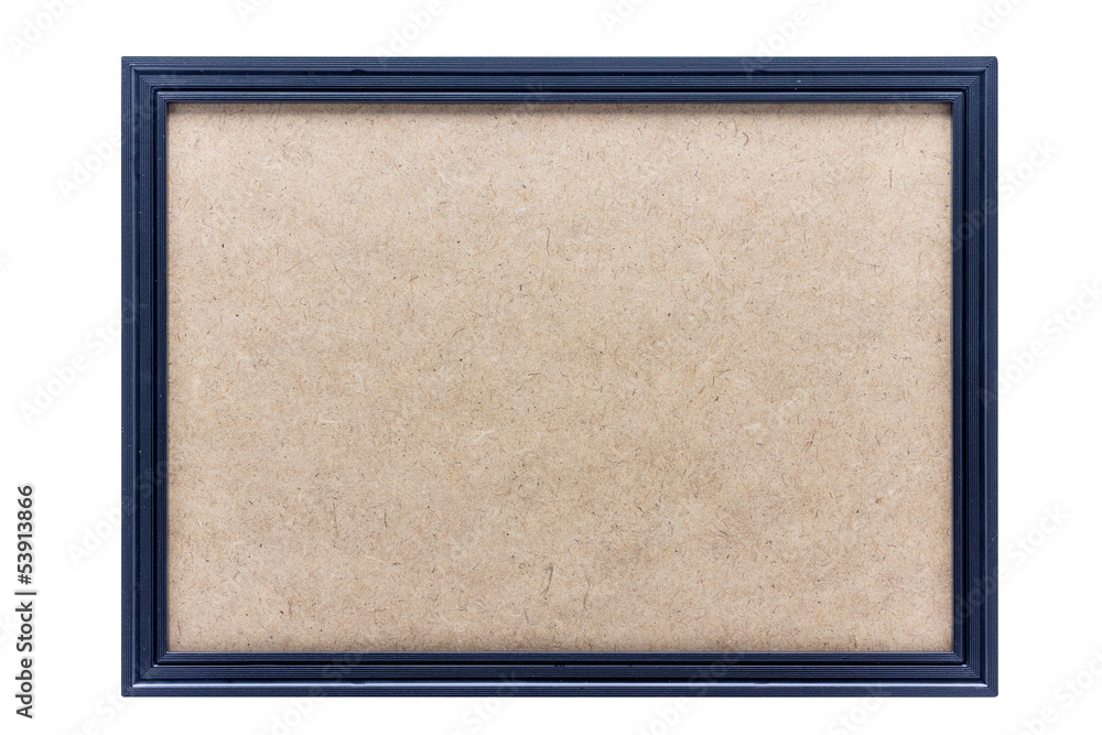 Fototapeta premium black picture frame and wood background on white background with