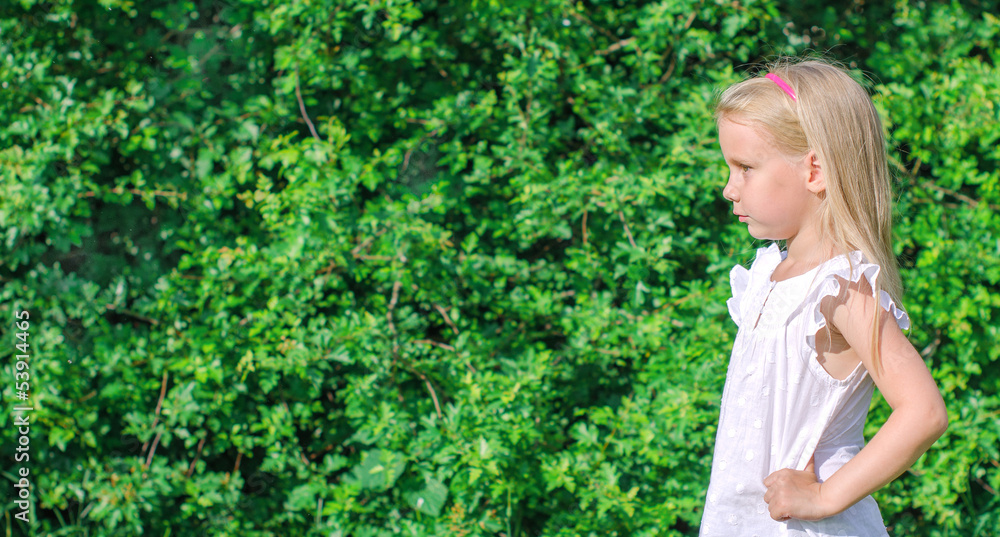 Serious portrait of little girl. Place for text. Serious portrait of little girl. Place for text.