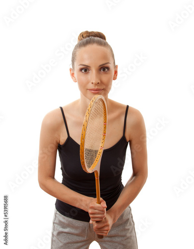 girl with a badminton racket, isolated on white © Vasily Merkushev