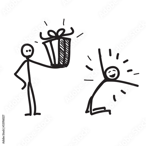 Funny characters making presents