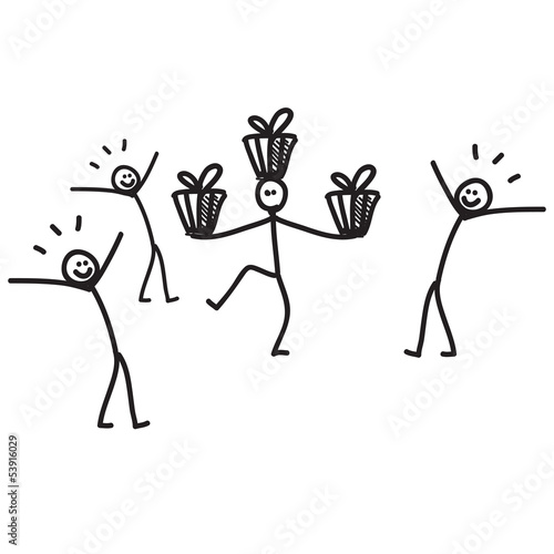 Funny characters making presents