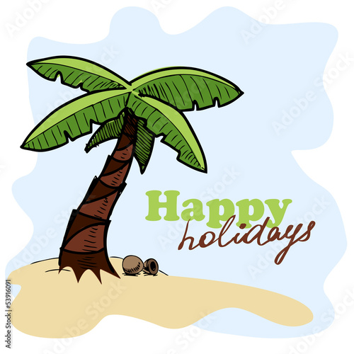 Tropic island background. Card concept