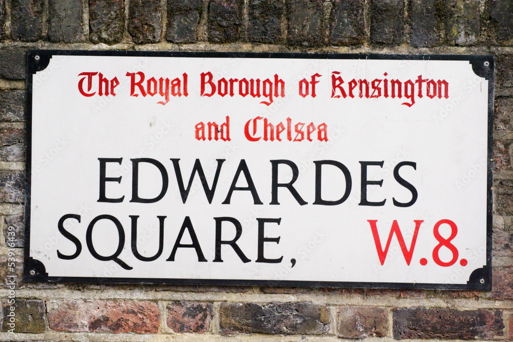 Obraz premium Edwardes square Famous London road sign