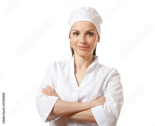 Woman doctor / nurse, isolated over white background