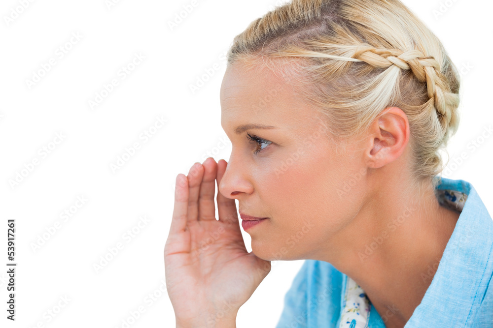 Close up of a beautiful blonde about to speak Close up of a beautiful blonde about to speak