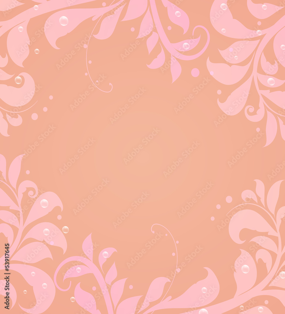 Pink background with angular floral pattern