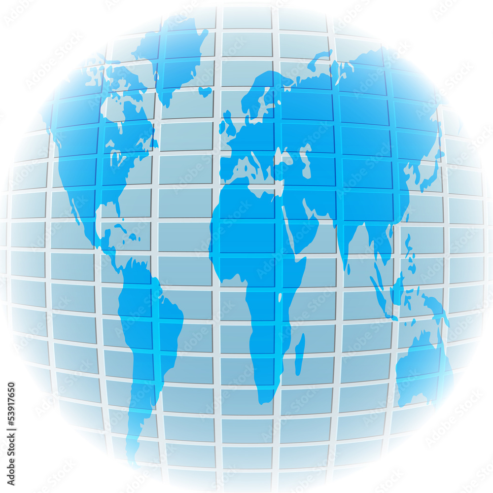 Obraz premium Map of the world on the ball in form of plates