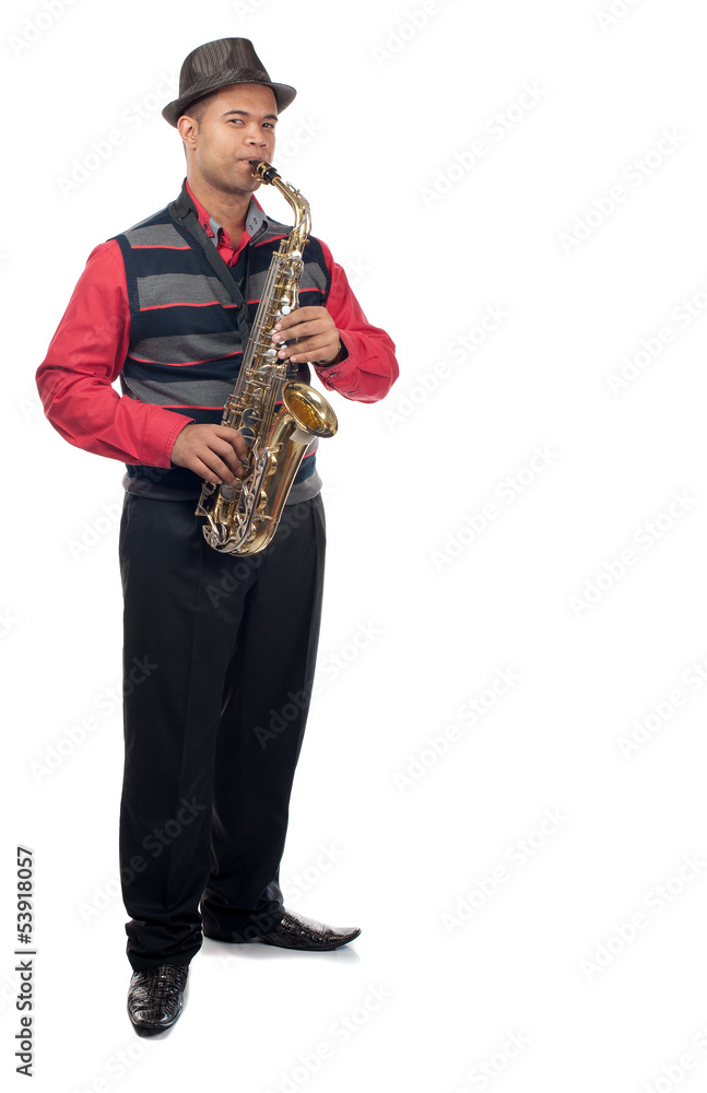 Naklejka premium Young saxophonist
