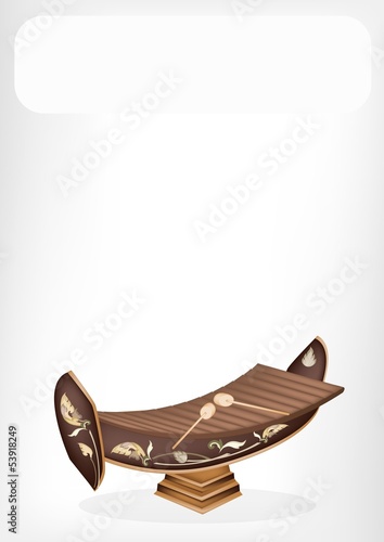 A Beautiful Thai Xylophone with A White Banner