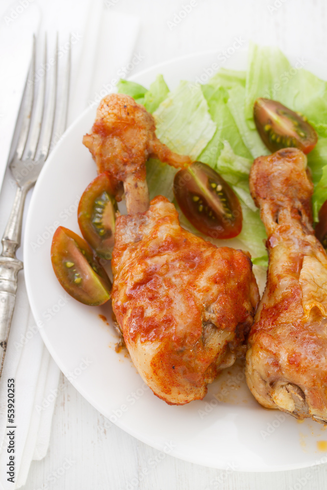 fried chicken with salad fried chicken with salad