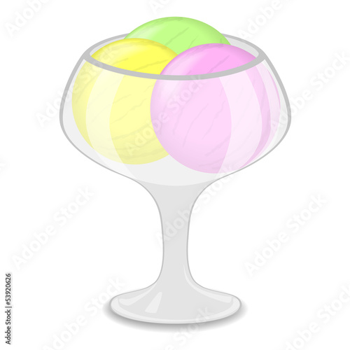 Colorful scoop of ice cream in bowl