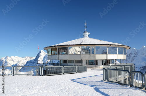 Famous revolving restaurant on the top of Schilthorn mountain, S