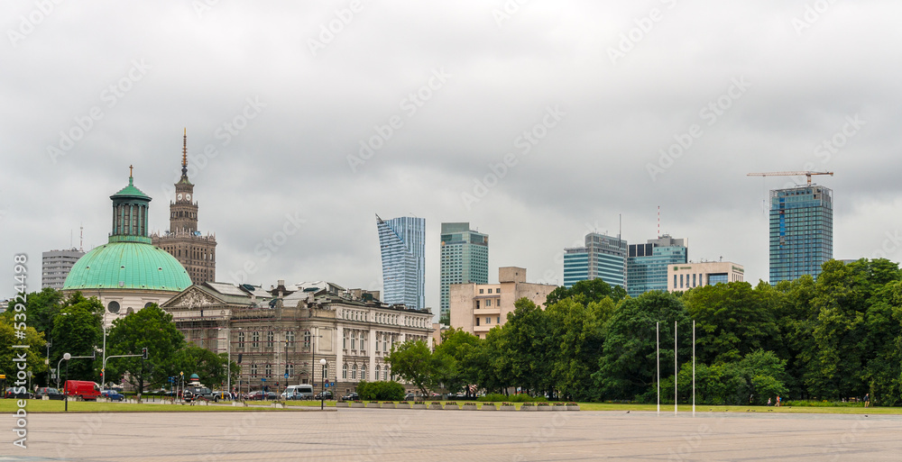 Naklejka premium Pilsudski Square in Warsaw, Poland