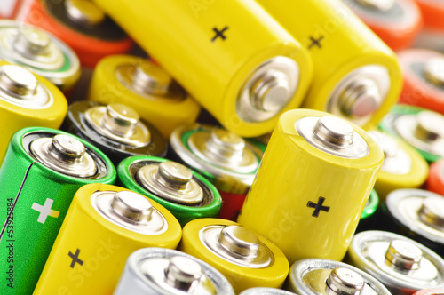 Photography Composition with alkaline batteries. Chemical waste
