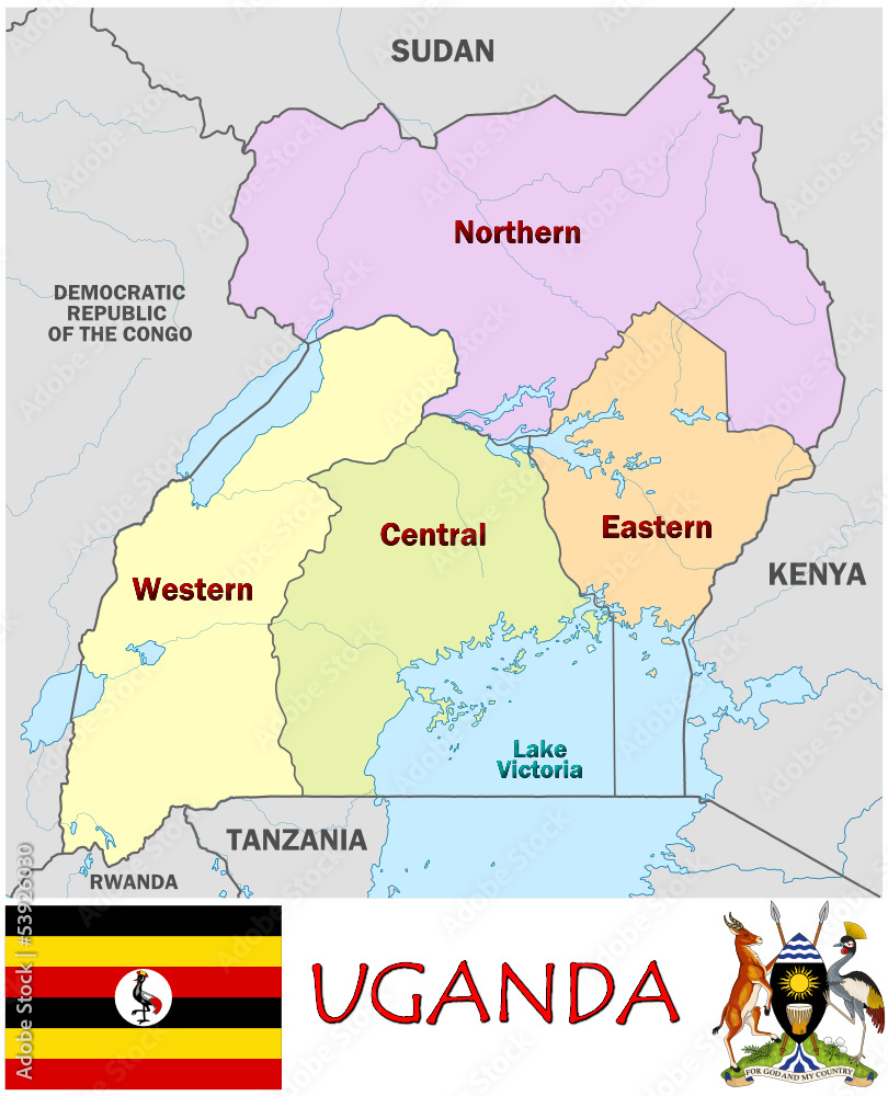 Uganda Africa national emblem map symbol motto