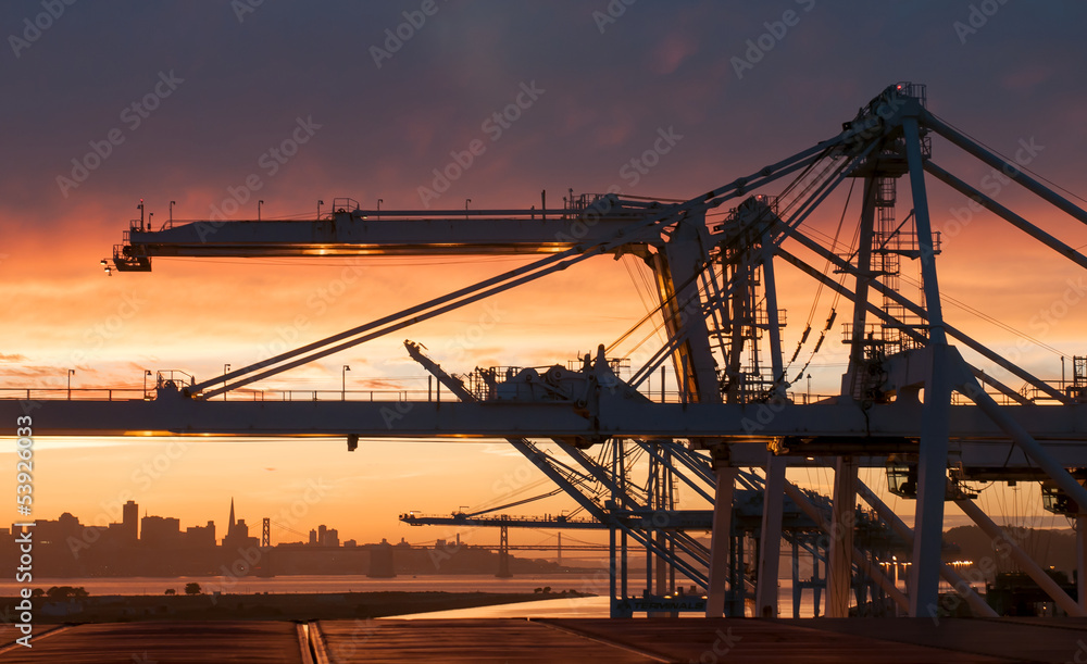 City skyline at near sunset.