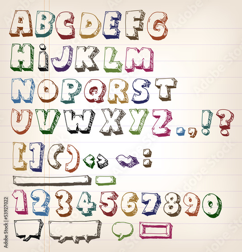 Doodle Vintage ABC Elements