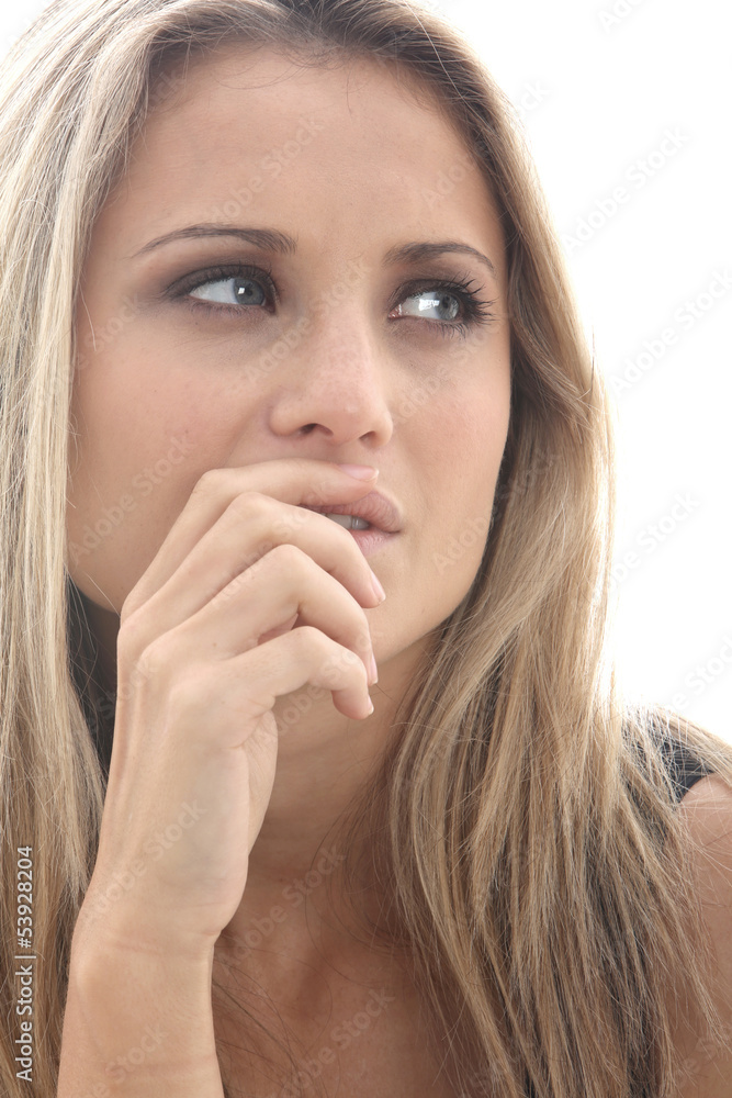 Model Released. Confused Frightened Young Woman Model Released. Confused Frightened Young Woman