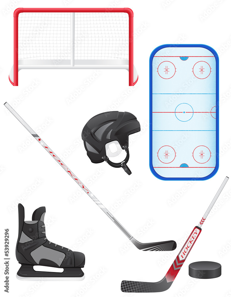 Naklejka premium set of hockey equipment vector illustration